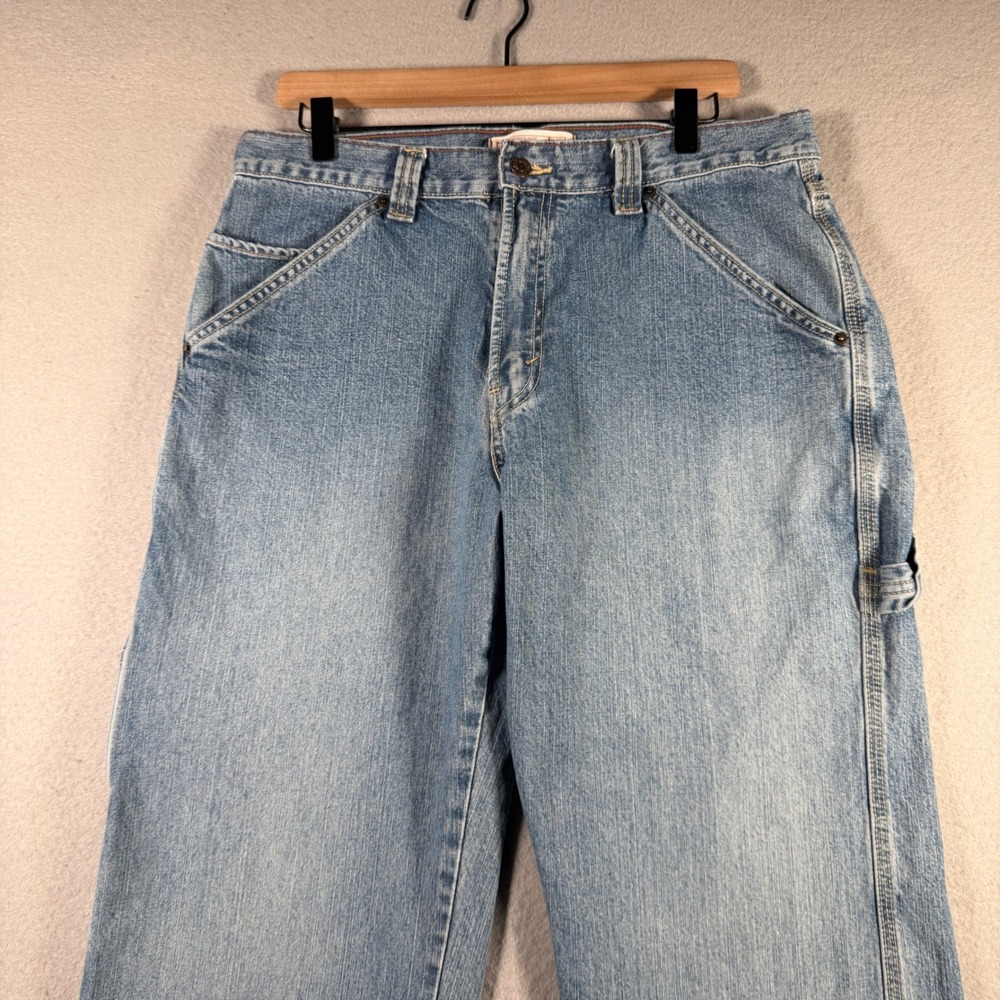 Levi Strauss Signature Mens Carpenter Jeans Light Wash Workwear Denim 34x31 - Picture 3 of 14